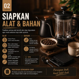 Menyeduh Kopi dengan French Press Langkah 02