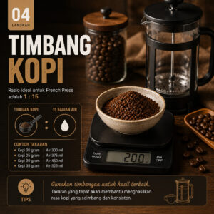 Menyeduh Kopi dengan French Press Langkah 04