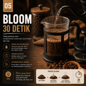 Menyeduh Kopi dengan French Press Langkah 05