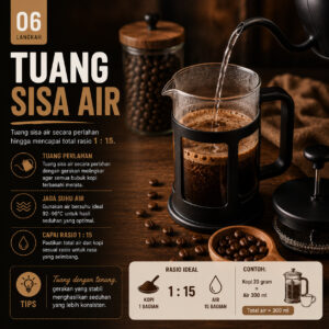 Menyeduh Kopi dengan French Press Langkah 06