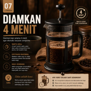 Menyeduh Kopi dengan French Press Langkah 07