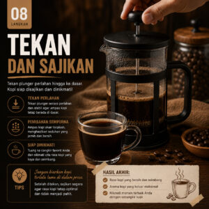 Menyeduh Kopi dengan French Press Langkah 08